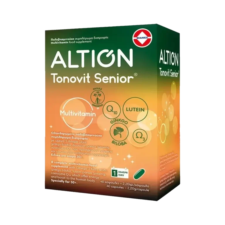 ALTION Tonovit Senior 50+ Πολυβιταμίνη με Ω-3 Λιπαρά Οξέα και Gingko Biloba για ηλικίες άνω των 50 ετών - 40 κάψουλες