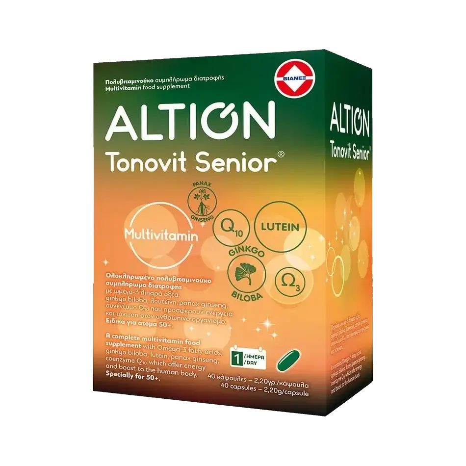ALTION-TONOVIT-SENIOR-40CAPSULES ALTION Tonovit Senior 50+ Πολυβιταμίνη με Ω-3 Λιπαρά Οξέα και Gingko Biloba για ηλικίες άνω των 50 ετών - 40 κάψουλες