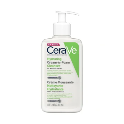 CERAVE Hydrating Cream-to-Foam Cleanser για κανονικές προς ξηρές επιδερμίδες - 236ml