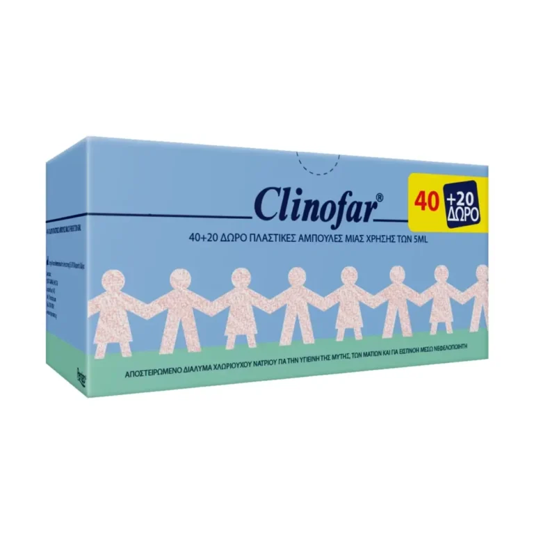 CLINOFAR Αποστειρωμένος Φυσιολογικός Ορός [40+20] Αμπούλες των 5ml