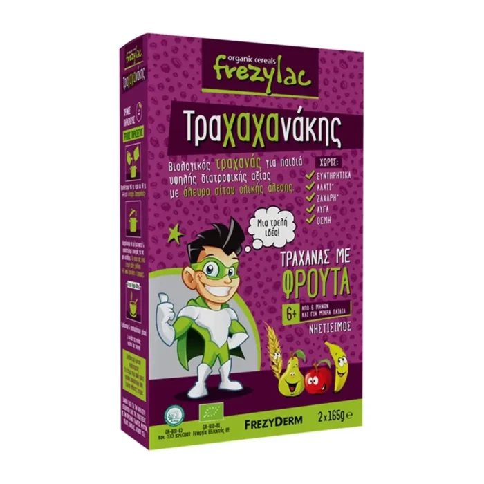 FREZYDERM FREZYLAC ΤΡΑΧΑΧΑΝΑΚΗΣ Βιολογικός Τραχανάς με Βιολογικά Φρούτα - 2x165gr - Image 1