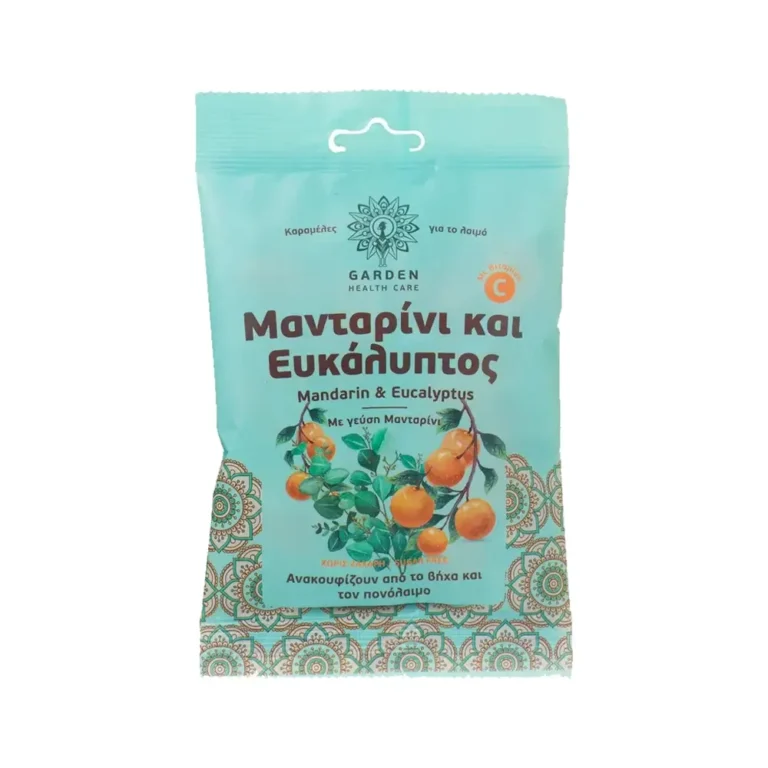 GARDEN Καραμέλες για τον Λαιμό με Γεύση Μανταρίνι & Ευκάλυπτο - 60gr