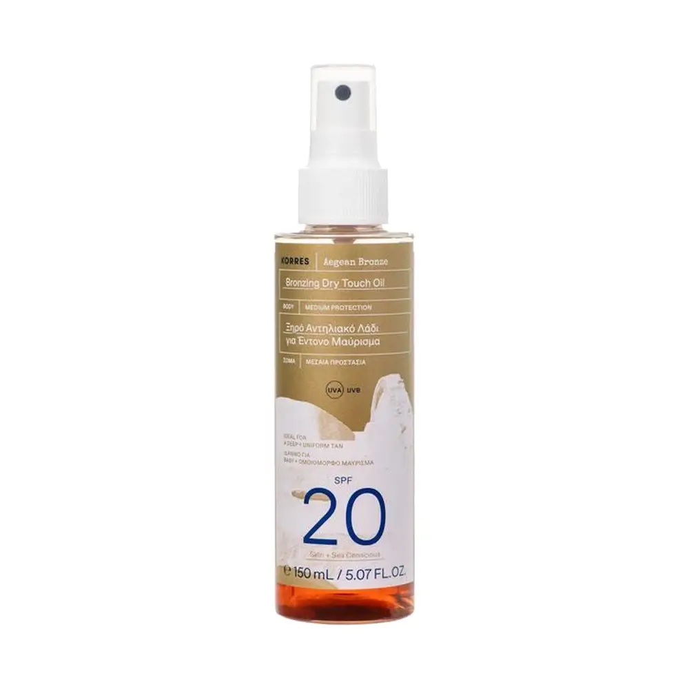 KORRES-AEGEAN-BRONZE-LADI=SPF50-150ML (1) KORRES Λάδι Μαυρίσματος Προσώπου-Σώματος Καρυδιά & Καρύδα SPF20 Aegean Bronze – 150ml - Image 1