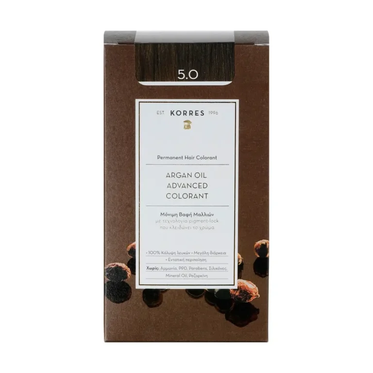 KORRES ARGAN OIL Βαφή Μαλλιών 5.0 Καστανό Ανοιχτό Φυσικό