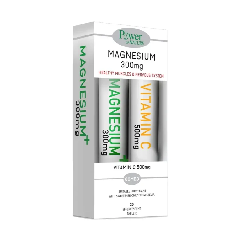 POWER HEALTH Magnesium 300mg με Γεύση Λεμόνι (20 αναβρ. δισκία) + VITAMIN C 500mg (20 αναβρ. δισκία) ΔΩΡΟ