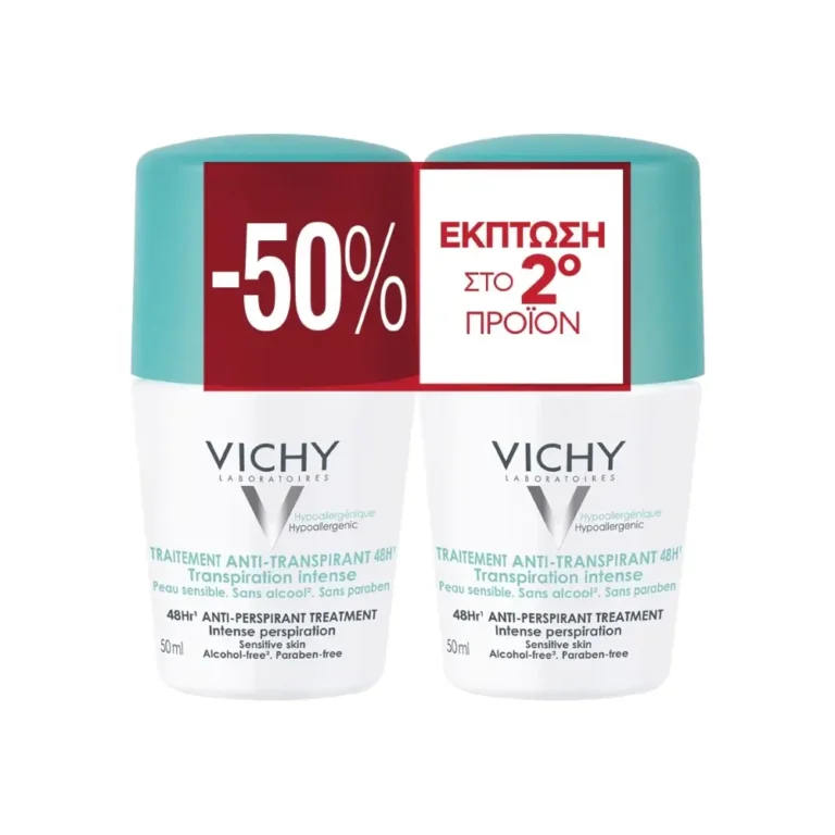 VICHY DEO Αποσμητικό Anti-Transpirant 48H για Έντονη Εφίδρωση (2x50ml) ΔΙΠΛΟ ΠΑΚΕΤΟ ΠΡΟΦΟΡΑΣ 1+1