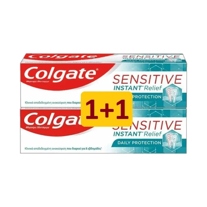 COLGATE SENSITIVE INSTANT Relief Daily Protection Οδοντόκρεμα (2x75ml) 1+1 ΔΩΡΟ - Image 1