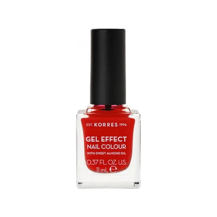 korres gel effect nail colour 48 coral red 1