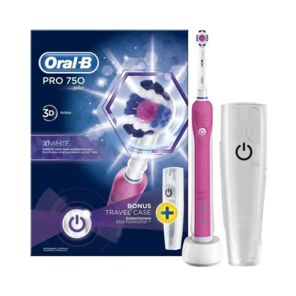 ORAL-B PRO 750 3D WHITE 750 Ροζ + ΔΩΡΟ Θήκη Ταξιδιού