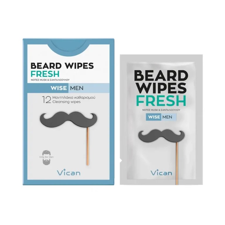 VICAN BEARD WIPES FRESH Μαντηλάκια Καθαρισμού για Μούσι - 12 τεμάχια