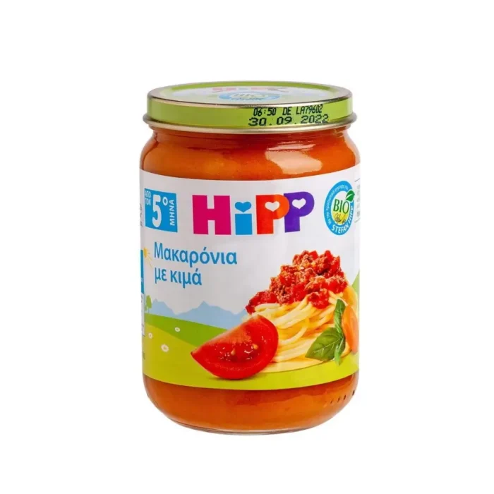 hipp βρεφικο γευμα μακαρονια με κιμα βιολογικο