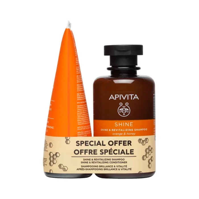 apivita set σαμπουαν λαμψησ και αναζωογονησησ + conditioner κρεμα μαλλιων