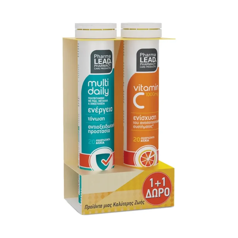 PHARMALEAD Multi Daily (20 αναβράζοντα δισκία) + Vitamin C 1000mg (20 αναβρ.δισκία) 1+1 ΔΩΡΟ