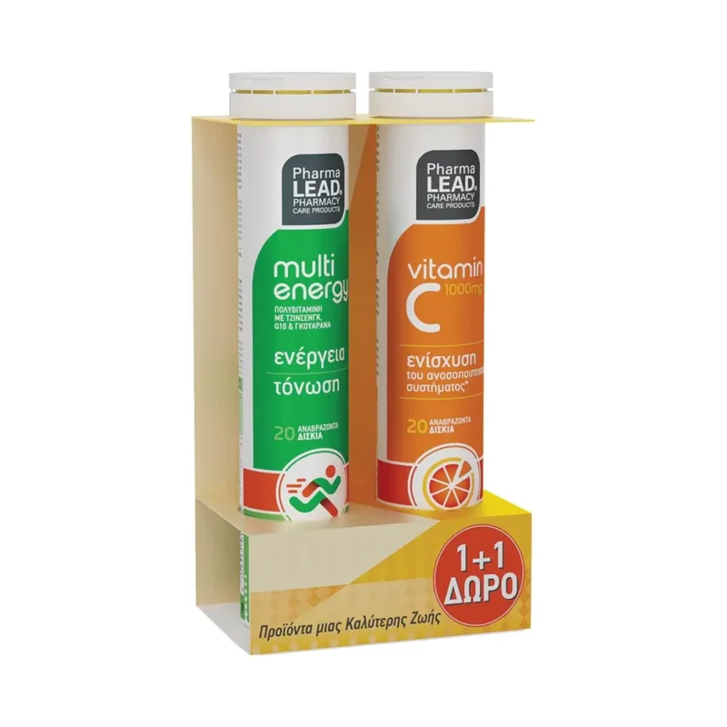 PHARMALEAD Multi Energy (20 αναβράζοντα δισκία) + Vitamin C 1000mg (20 αναβρ.δισκία) 1+1 ΔΩΡΟ