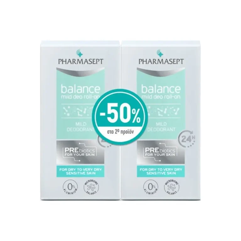 PHARMASEPT Balance Mild Deo Roll-on Αποσμητικό με Πρεβιοτικά ΔΙΠΛΟ ΠΑΚΕΤΟ ΠΡΟΣΦΟΡΑΣ (2x50ml)