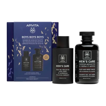 APIVITA PROMO BOYS BOYS BOYS EAU DE TOILETTE με κέδρο & κάρδαμο (100ml) + ΣΑΜΠΟΥΑΝ – ΑΦΡΟΛΟΥΤΡΟ με κάρδαμο & πρόπολη (250ml) ΣΕ SPECIAL PRICE