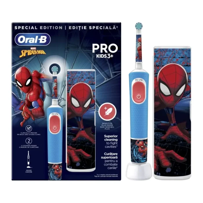 ORAL-B PRO KIDS 3+ Ηλεκτρική Οδοντόβουρτσα SPIDERMAN με ΘΗΚΗ ΜΕΤΑΦΟΡΑΣ ΔΩΡΟ (1 τεμάχιο) - Image 2