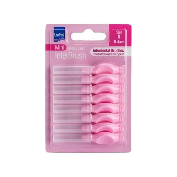 INTERMED Ergonomic InterBrush Mini Μεσοδόντια Βουρτσάκια Ροζ 0.4mm Size 0 (8 τεμάχια) - Image 1