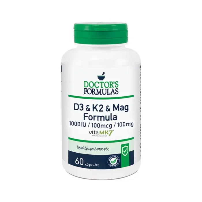 DOCTOR'S FORMULAS D3 (1000IU) + K2 (100mcg) + Mag (100mg) Formula - 60 κάψουλες - Image 1