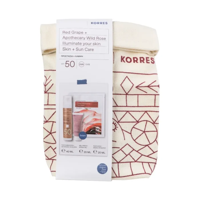 KORRES Red Grape Face Sunscreen Κόκκινο Σταφύλι Αντηλιακή Κρέμα Προσώπου SPF50 (40ml) + Gel Cream (20ml) + Face Mask (20ml) ΔΩΡΑ ΣΕ ΝΕΣΕΣΕΡ - Image 1