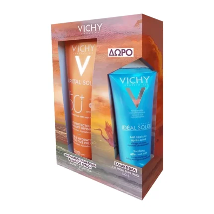 VICHY Capital Soleil Αντηλιακό Ενυδατικό Γαλάκτωμα Σώματος - Προσώπου SPF50+ (300ml) + AFTER SUN (100ml) ΔΩΡΟ