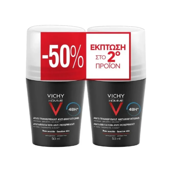VICHY HOMME Αποσμητικό για Άνδρες κατά της Εφίδρωσης 48ΩΡΕΣ [1+1] - 2x50ml - Image 1