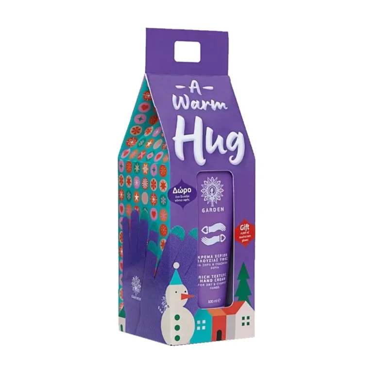 GARDEN A Warm Hug Festive Set Κρέμα χεριών για Ξηρά & Σκασμένα Χέρια (100ml) + Ζευγάρι Μωβ Γάντια