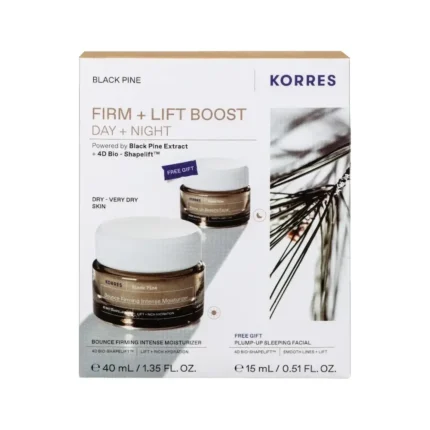 KORRES Black Pine 4D Κρέμα Ημέρας Σύσφιξης & Lifting για Ξηρές & Πολύ Ξηρές Επιδερμίδες (40ml) + Μαύρη Πεύκη 4D Κρέμα Νυκτός (15ml) ΔΩΡΟ