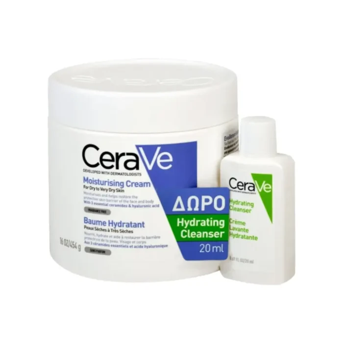 CERAVE Moisturising Cream Ενυδατική Κρέμα Σώματος για Ξηρό & Πολύ Ξηρό Δέρμα (454gr) + Hydrating Cleanser (88ml) ΔΩΡΟ - Image 1