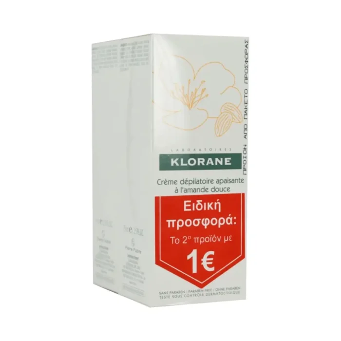 KLORANE Creme Depilatoire Apaisante, Αποτριχωτική Κρέμα για Πρόσωπο & Ευαίσθητες Περιοχές (2 x 75ml) ΠΡΟΣΦΟΡΑ - Image 1