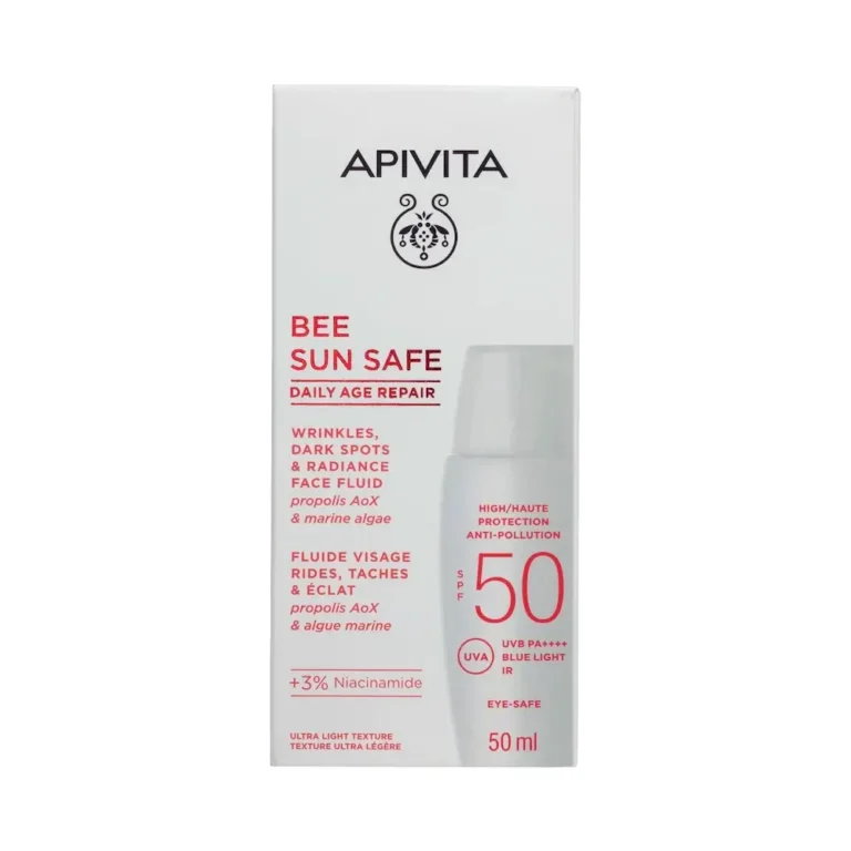 APIVITA Bee Sun Safe Daily Age Repair Dry Touch SPF 50 Λεπτόρρευστη Αντηλιακή Κρέμα Προσώπου κατά των Πανάδων & Ρυτίδων - 50ml
