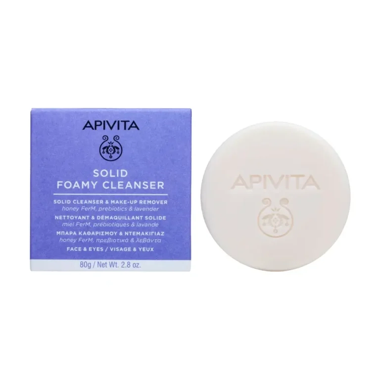 APIVITA Μπάρα Καθαρισμού & Ντεμακιγιάζ για Πρόσωπο & Μάτια με Honey FerM, Πρεβιοτικά & Λεβάντα - 80gr
