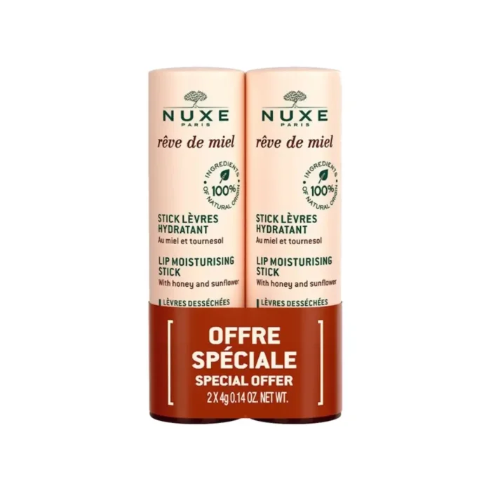 NUXE Reve de Miel Stick Levres Hydratant Ενυδατικό Στικ Χειλιών 1+1 PROMO (2x4gr) - Image 1