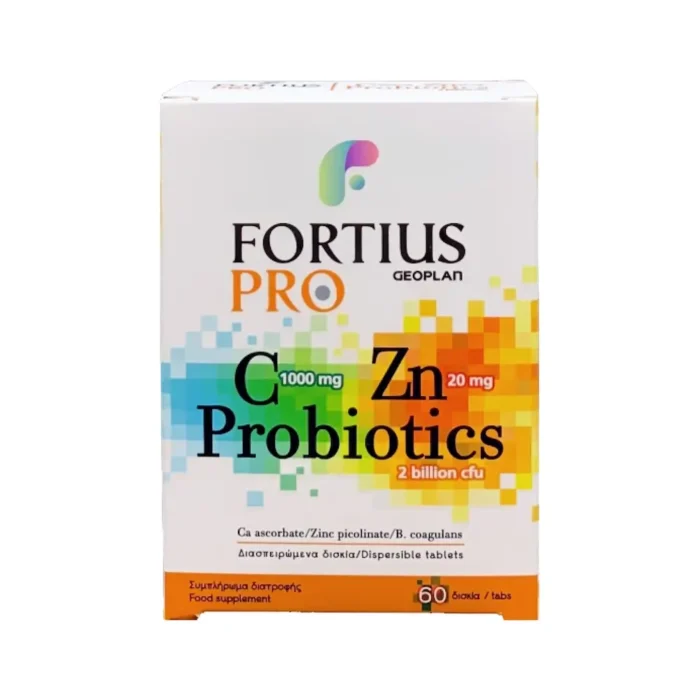 FORTIUS Pro Vitamin C (1000mg) + Zn (20mg) + Probiotics - 60 διασπειρόμενα δισκία - Image 1