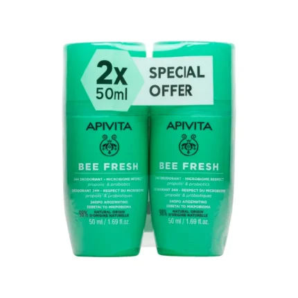 APIVITA Αποσμητικό BEE FRESH με Πρόπολη & Προβιοτικά σε Roll-On ΔΙΠΛΟ ΠΑΚΕΤΟ PROMO (2x50ml)