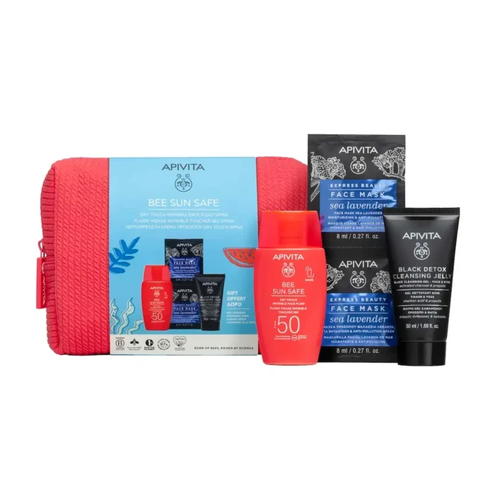 APIVITA BEE SUN SAFE Αντηλιακή Προσώπου DRY TOUCH SPF 50 (50ml) + Gel Καθαρισμού (50ml) + Μάσκα Λεβάντα (2x8ml) ΣΕ ΝΕΣΕΣΕΡ - Image 2