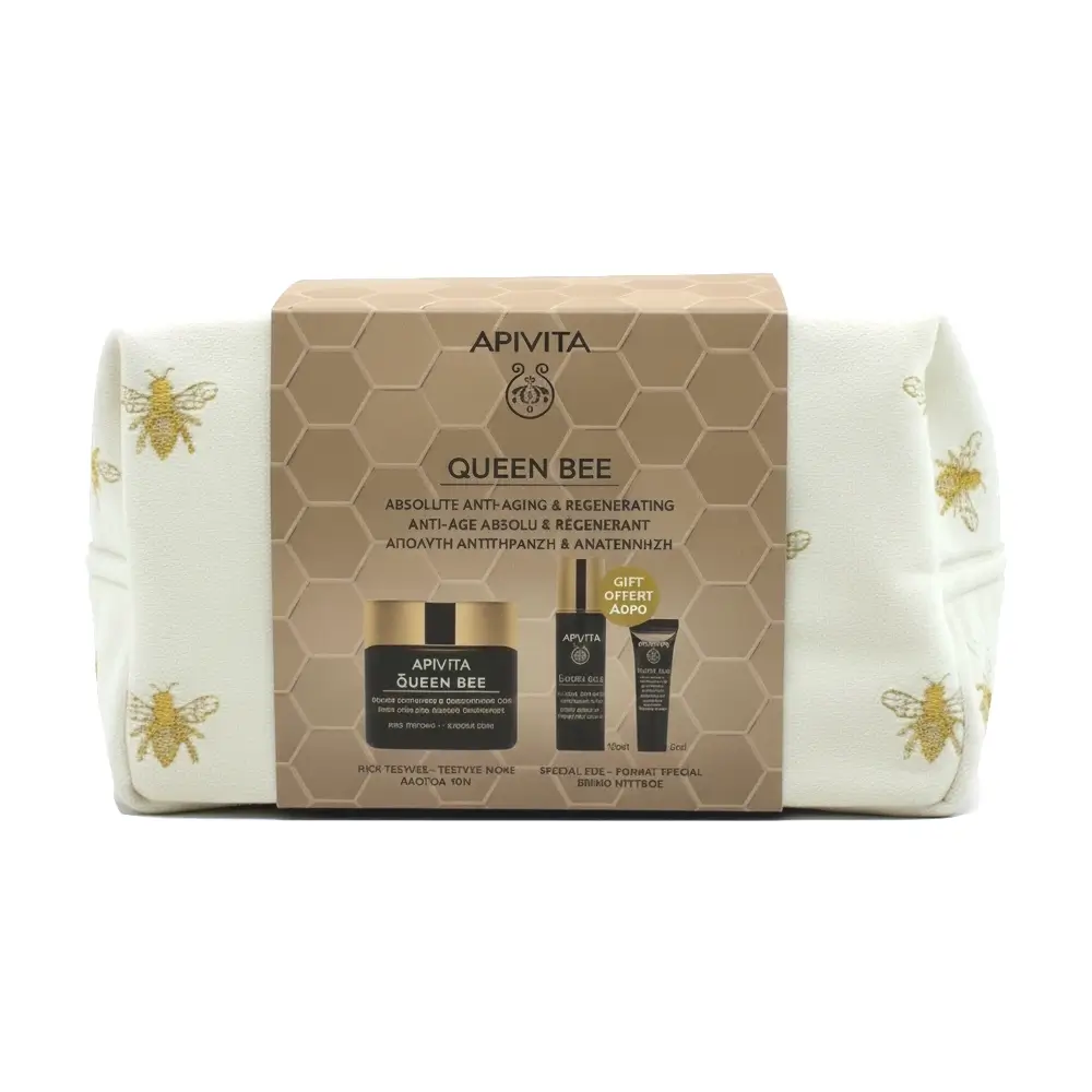 APIVITA-QUEEN-BEE-RICH+SERUM+EYE-PAKETO (1) APIVITA Queen Bee Κρέμα Πλούσιας Υφής (50ml) + Serum (10ml) + Κρέμα Ματιών (2ml) ΠΡΟΣΦΟΡΑ ΣΕ ΝΕΣΕΣΕΡ - Image 1
