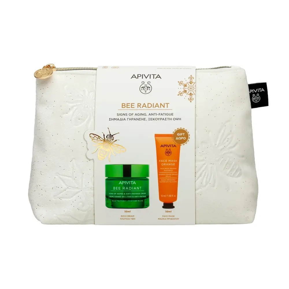 APIVITA-BEE-RADIANT-RICH+MASK-ORANGE-1 (1) APIVITA BEE RADIANT Κρέμα Ημέρας Πλούσιας Υφής (50ml) + Μάσκα Λάμψης με Πορτοκάλι (50ml) ΔΩΡΟ - Image 1