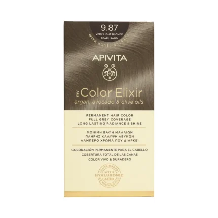 APIVITA Βαφή Μαλλιών My Color Elixir 9.87 Ξανθό Πολύ Ανοιχτό Περλέ Μπεζ (50+75ml)