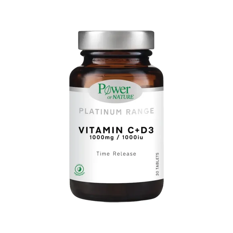 POWER OF NATURE Vitamin C + D3 (1000mg/1000iu) - 30 ταμπλέτες
