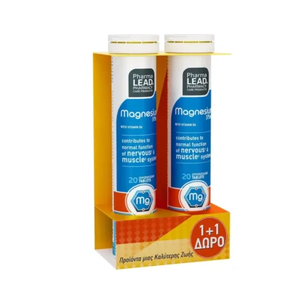 PHARMALEAD Magnesium 375mg, Βιταμίνη B6 (20+20 αναβράζοντα δισκία) 1+1 ΔΩΡΟ