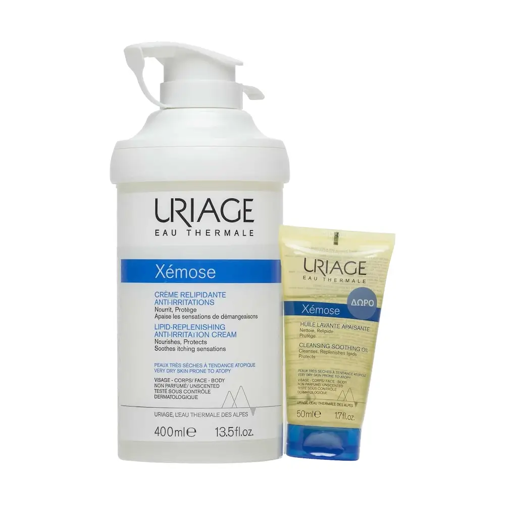 URIAGE-XEMOSE-CREME-400ML+OIL-50ML-PROMO URIAGE Xemose Lipid-Replenishing Anti-Irritation Cream (400ml) + Huile Lavante (50ml) ΔΩΡΟ - Image 1