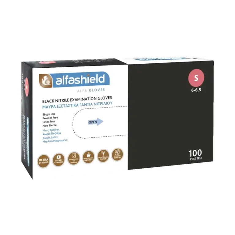 ALFASHIELD Γάντια Νιτριλίου Μαύρο Χρώμα XL Extra-Large - 100 τεμάχια