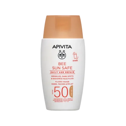 APIVITA Bee Sun Safe Daily Age Repair Dry Touch SPF50 Λεπτόρρευστη Αντηλιακή Κρέμα Προσώπου κατά των Πανάδων & Ρυτίδων με Χρώμα - 50ml