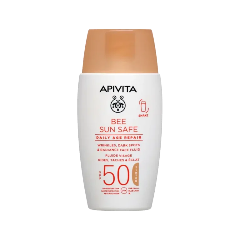 APIVITA Bee Sun Safe Daily Age Repair Dry Touch SPF50 Λεπτόρρευστη Αντηλιακή Κρέμα Προσώπου κατά των Πανάδων & Ρυτίδων με Χρώμα - 50ml
