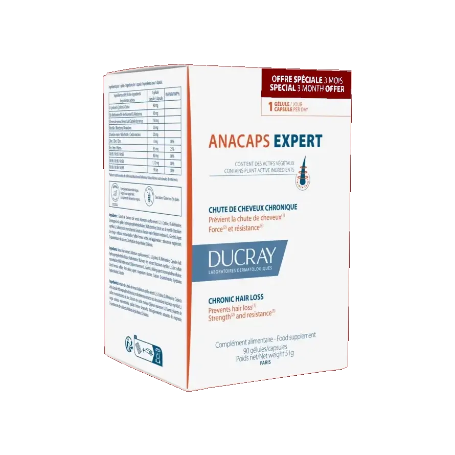 DUCRAY Anacaps Expert Συμπλήρωμα Διατροφής για τη Χρόνια Τριχόπτωση - 90 κάψουλες