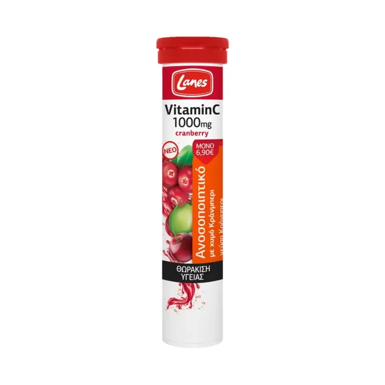 LANES VITAMIN C 1000MG + CRANBERRY (20 ΑΝΑΒΡΆΖΟΝΤΑ ΔΙΣΚΊΑ)
