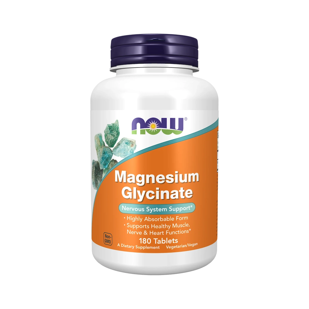 NOW FOODS Magnesium Glycinate Nervous System Support - 180 ταμπλέτες