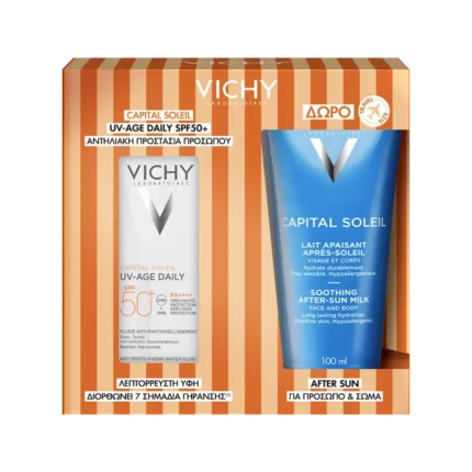 VICHY Capital Soleil UV Age Daily SPF50+ Αντηλιακή Κρέμα Προσώπου (40ml) + After Sun (100ml) ΔΩΡΟ