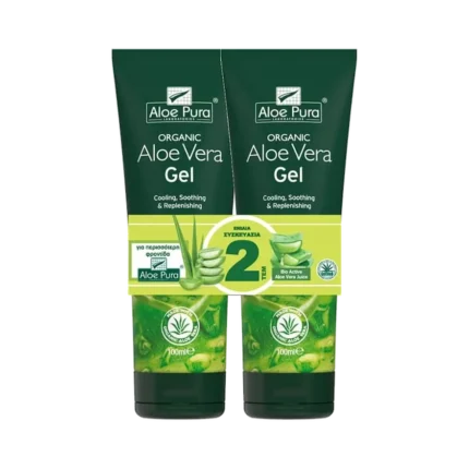 ALOE PURA Aloe Vera Gel Οργανική Αλόη 99.9% ΔΙΠΛΗ ΣΥΣΚΕΥΑΣΙΑ (2x100ml)